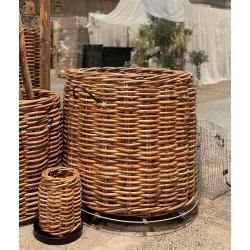 Magnum Low Rund Rattankurv (inkl. pose)