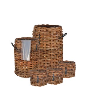 Rund Rattankurv (st m. 5 stk. / 3 str.) - inkl. poser