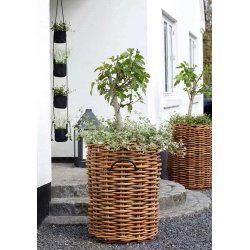 Rund Rattankurv (st m. 5 stk. / 3 str.) - inkl. poser