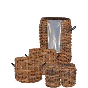 Rund Rattankurv (st m. 5 stk. / 3 str.) - inkl. poser