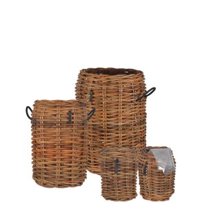 Rund Rattankurv (st m. 4 stk. / 3 str.) - inkl. poser