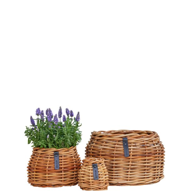 Rund Rattan Urtepotte (Bowl) - Lacak (st m. 3 stk. / 3 str.)