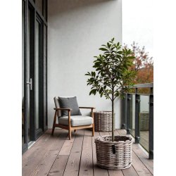 Mini Low Rund Rattankurv - Kubu (inkl. pose)