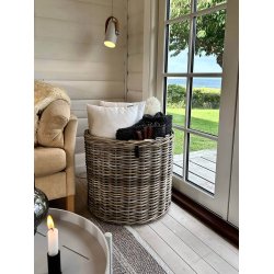 Maxi XL Low Rund Rattankurv - Kubu (inkl. pose)