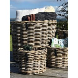 Mega Low Rund Rattankurv - Kubu (inkl. pose)