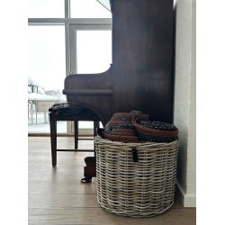 Mega Low Rund Rattankurv - Kubu (inkl. pose)