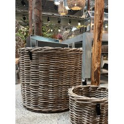 Mega Low Rund Rattankurv - Kubu (inkl. pose)