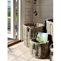 Rund Rattankurv - Kubu (st m. 2 stk. / 2 str.) - inkl. poser