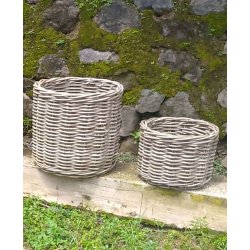 Rund Rattankurv - Kubu (s�t m. 2 stk. / 2 str.) - inkl. poser