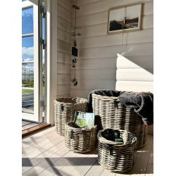 Rund Rattankurv - Kubu (st m. 4 stk. / 3 str.) - inkl. poser