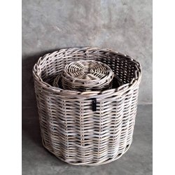 Rund Rattankurv - Kubu (s�t m. 4 stk. / 3 str.) - inkl. poser