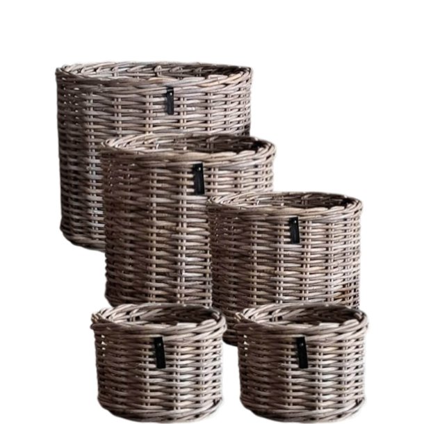 Rund Rattankurv - Kubu (s�t m. 5 stk. / 4 str.) - inkl. poser