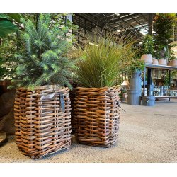 Mini Firkantet Rattankurv (inkl. pose)