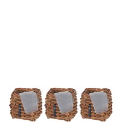 Firkantet Rattankurv (st m. 5 stk. / 3 str.) - inkl. poser