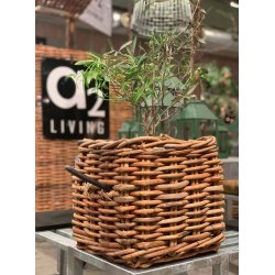 Firkantet Rattankurv (st m. 3 stk. / 3 str.) - inkl. poser