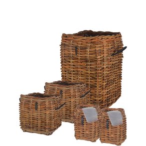 Firkantet Rattankurv (st m. 5 stk. / 3 str.) - inkl. poser