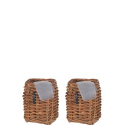 Firkantet Rattankurv (st m. 4 stk. / 3 str.) - inkl. poser