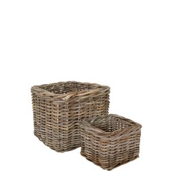 Firkantet Rattankurv - Kubu (s�t m. 2 stk. / 2 str.) - inkl. poser