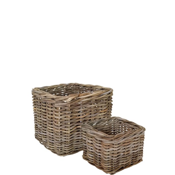 Firkantet Rattankurv - Kubu (s�t m. 2 stk. / 2 str.) - inkl. poser