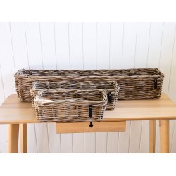 Aflang Rattanbakke - Kubu (st m. 3 stk. / 3 str.)