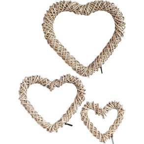 Rattan Dekorationshjerte - Kubu (s&aelig;t m. 3 stk/3 str)