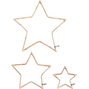 Rattan Dekorationsstjerne (St&aelig;ngel) - CL (s&aelig;t m. 3 stk/3 str)