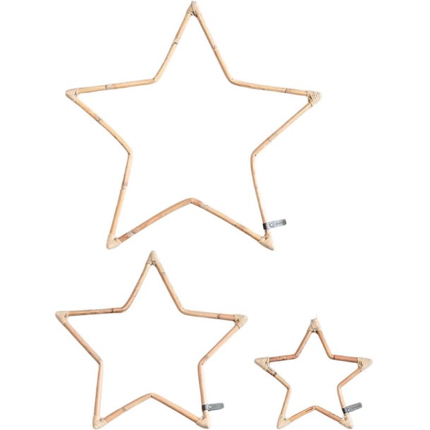 Rattan Dekorationsstjerne (St&aelig;ngel) - CL (s&aelig;t m. 3 stk/3 str)