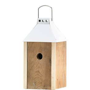 Hvid Mini 'Birdy Sleep' Fuglehus (genb. tr)