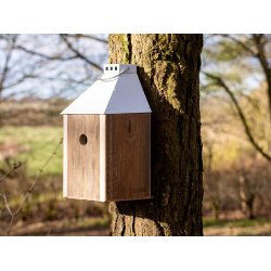 Hvid Mini 'Birdy Sleep Wall' Fuglehus (genb. tr)
