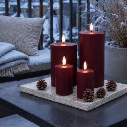 LED Bloklys (5 x 7,5 cm) - Matt/Maroon Red