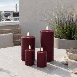 LED Bloklys (7,5 x 10 cm) - Matt/Maroon Red