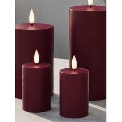 LED Bloklys (7,5 x 10 cm) - Matt/Maroon Red