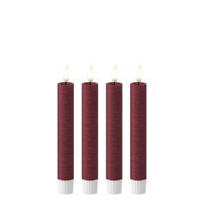 LED Kronelys (2,2 x 15,8 cm) - Matt/Maroon Red (s�t 4 stk/1 str)