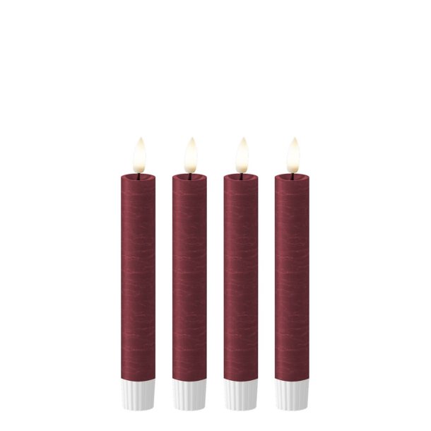 LED Kronelys (2,2 x 15,8 cm) - Matt/Maroon Red (s�t 4 stk/1 str)