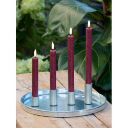 LED Kronelys (2,2 x 15,8 cm) - Matt/Maroon Red (s�t 4 stk/1 str)