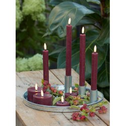 LED Kronelys (2,2 x 15,8 cm) - Matt/Maroon Red (s�t 4 stk/1 str)