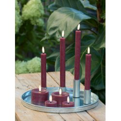 LED Kronelys (2,2 x 15,8 cm) - Matt/Maroon Red (s�t 4 stk/1 str)
