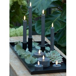 LED Kronelys (2,2 x 21,5 cm) - Matt/Dark Grey (s&aelig;t 4 stk/1 str)