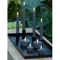LED Kronelys (2,2 x 21,5 cm) - Matt/Dark Grey (s&aelig;t 4 stk/1 str)