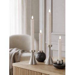 LED Kronelys (2,2 x 21,5 cm) - Matt/Warm Greige (s&aelig;t 4 stk/1 str)