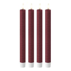 LED Kronelys (2,2 x 21,5 cm) - Matt/Maroon Red (s�t 4 stk/1 str)