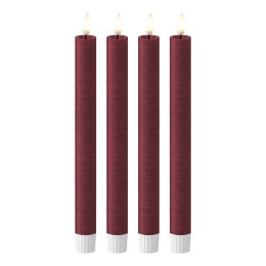 LED Kronelys (2,2 x 21,5 cm) - Matt/Maroon Red (s�t 4 stk/1 str)