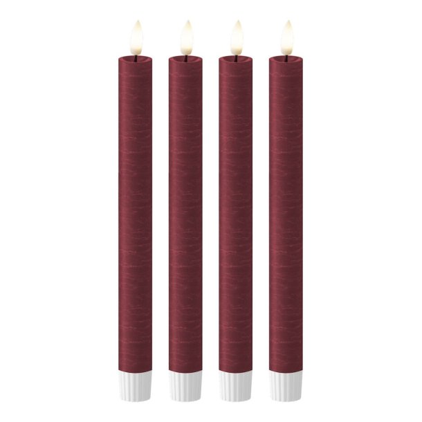 LED Kronelys (2,2 x 21,5 cm) - Matt/Maroon Red (s�t 4 stk/1 str)