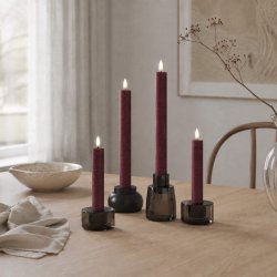 LED Kronelys (2,2 x 21,5 cm) - Matt/Maroon Red (s�t 4 stk/1 str)