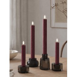 LED Kronelys (2,2 x 21,5 cm) - Matt/Maroon Red (s�t 4 stk/1 str)
