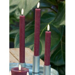 LED Kronelys (2,2 x 21,5 cm) - Matt/Maroon Red (s�t 4 stk/1 str)