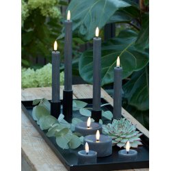 LED Fyrfadslys (4,5 x 2,5 cm) - Matt/Dark Grey (s&aelig;t 4 stk/1 str)