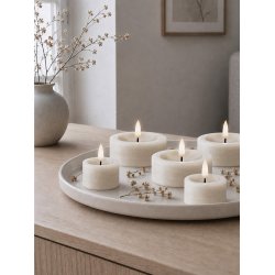 LED Fyrfadslys (4,5 x 2,5 cm) - Matt/Warm Greige (s&aelig;t 4 stk/1 str)