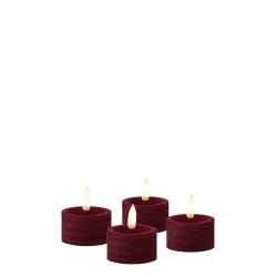 LED Fyrfadslys (4,5 x 2,5 cm) - Matt/Maroon Red (s�t 4 stk/1 str)