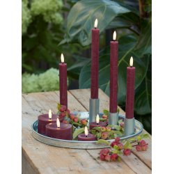 LED Fyrfadslys (4,5 x 2,5 cm) - Matt/Maroon Red (s�t 4 stk/1 str)